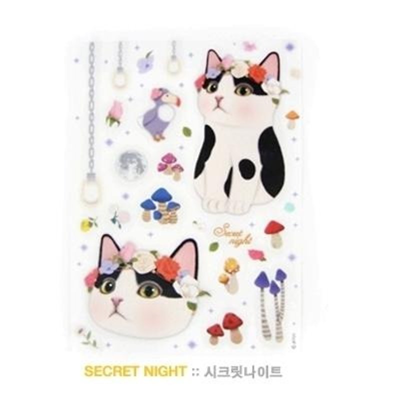 Jetoy, 甜蜜貓 裝飾 貼紙_Secret night (J1508101) - 貼紙 - 紙 多色