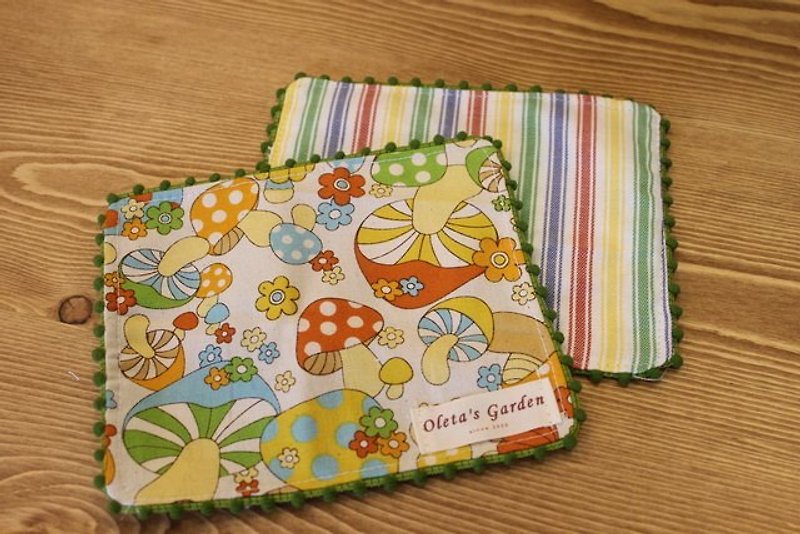Oleta’s daily miscellaneous goods╭＊[Colorful Mushroom Line Ball Coaster] - Coasters - Other Materials Green