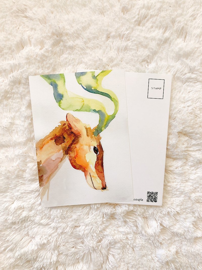 Animal Postcard Deer - การ์ด/โปสการ์ด - กระดาษ สีเขียว