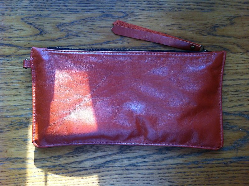Leather pull wallet - กระเป๋าถือ - หนังแท้ สีแดง
