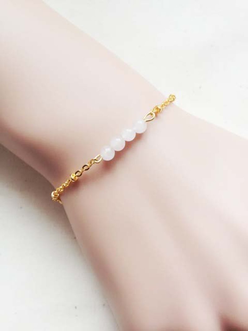 ﹉karbitrary﹉ ▲ ---⊕--- pale rose quartz crystal point K gold bracelet - Bracelets - Gemstone Pink
