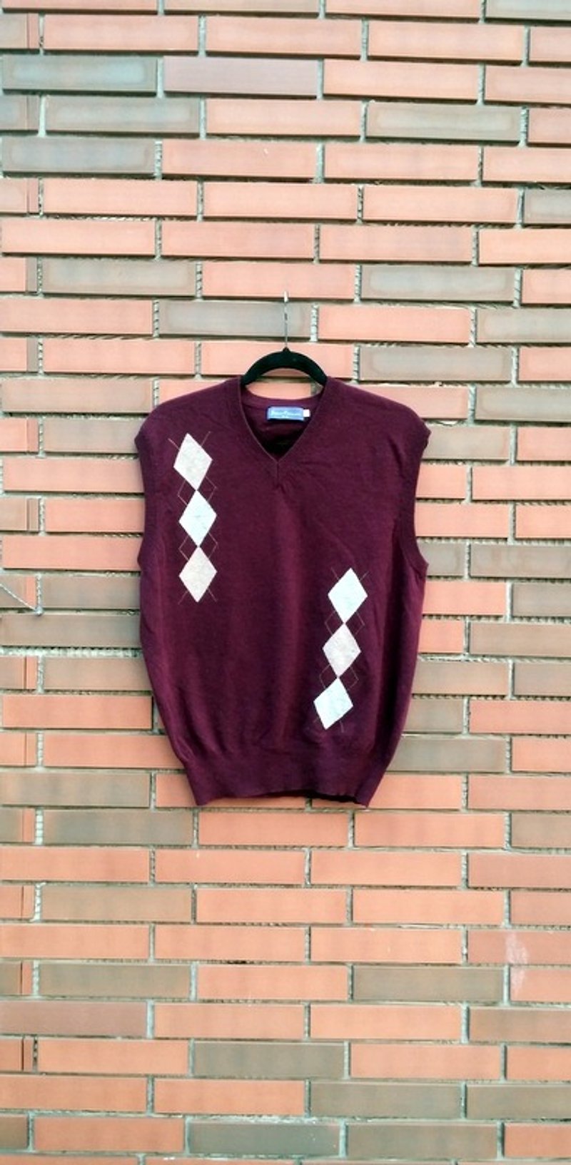 OLDSCHOOL lozenge College Wind fleece vest vintage - Men's Sweaters - Other Materials 