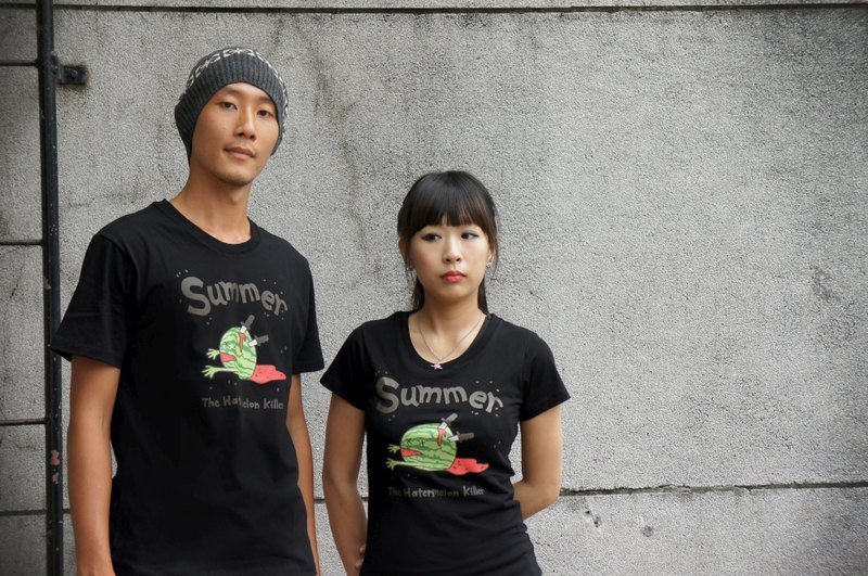 西瓜籽籽 Tshirt　女生黑色 - 女 T 恤 - 棉．麻 黑色