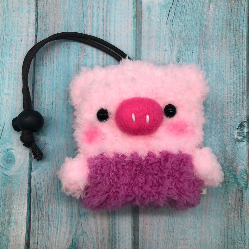 Pink Piglet Four Size Wool Knitted Key Case Key Storage Key Case - Keychains - Other Man-Made Fibers Pink