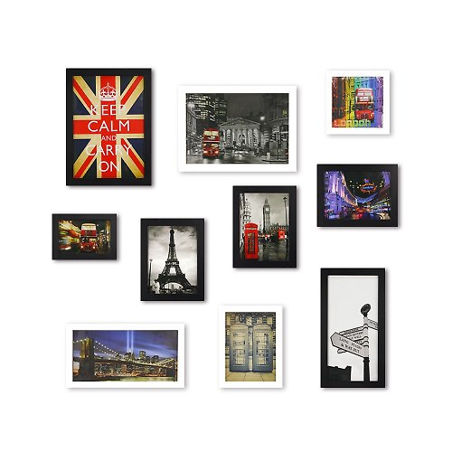 iINDOORS英倫家居 北歐簡約相框牆 黑+白色 10入大尺寸組合 室內設計 佈置 裝飾