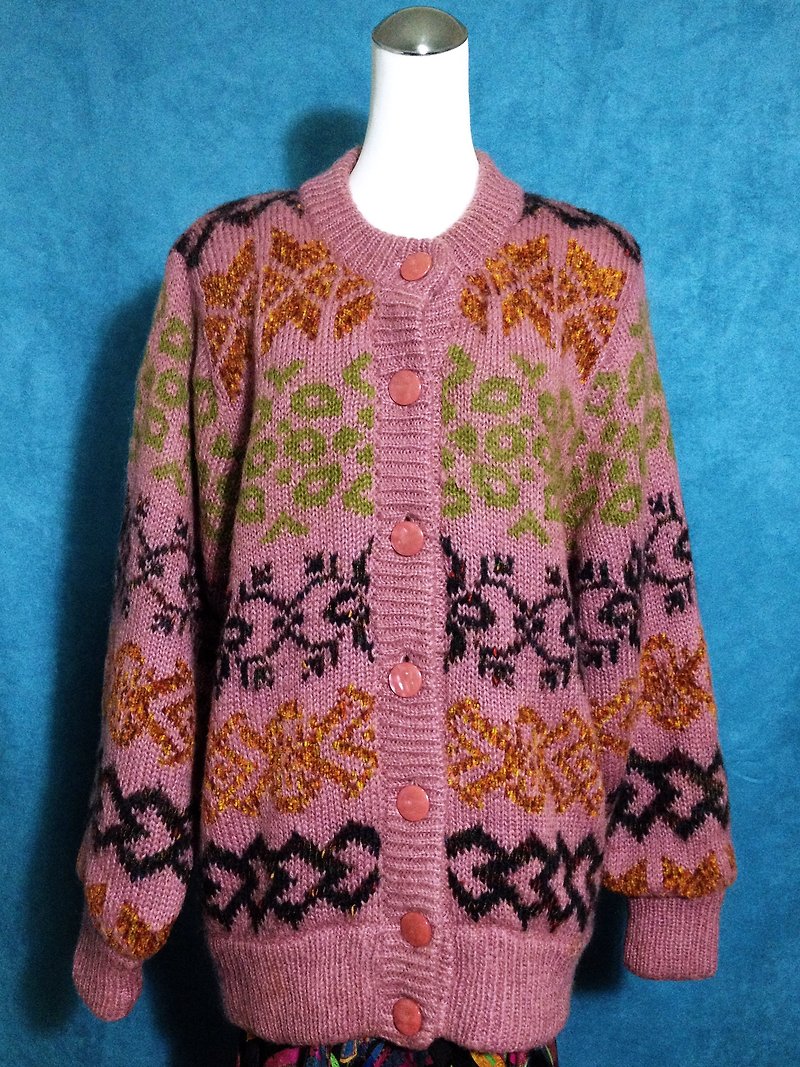 ピンポンヴィンテージ[ヴィンテージセーター/トーテムロングヴィンテージ厚手のセーターのコート]ヴィンテージセーターのジャケットVINTAGE - ジャケット - その他の素材 ピンク