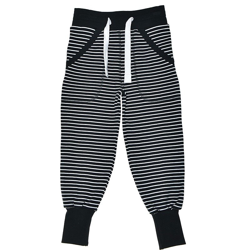 【Lovelybaby Nordic Kids】Swedish Organic Cotton Trousers 3 Years Old to 10 Years Old Black/White - Pants - Cotton & Hemp Black