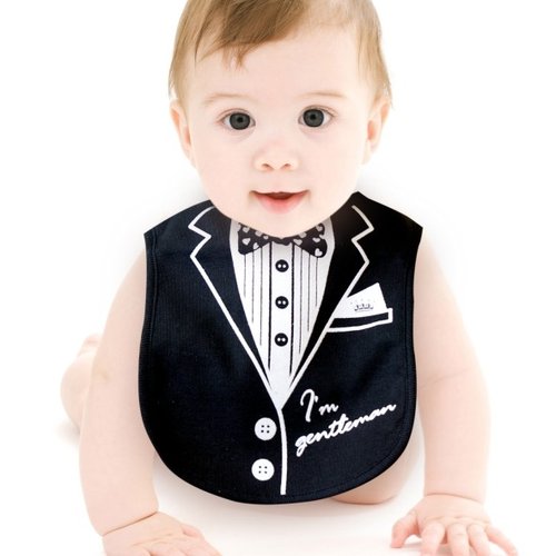 PUREST baby collection PUREST 怎樣兜很帥 小紳士 西裝款 黑色 嬰兒 圍兜/口水巾