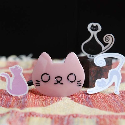 【MITHX】Pink, empty cat, hair tress, hair ring, hair accessories