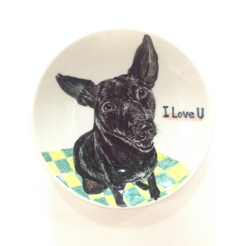 There is a little black at home - pet hand-painted small dish - จานเล็ก - เครื่องลายคราม สีดำ