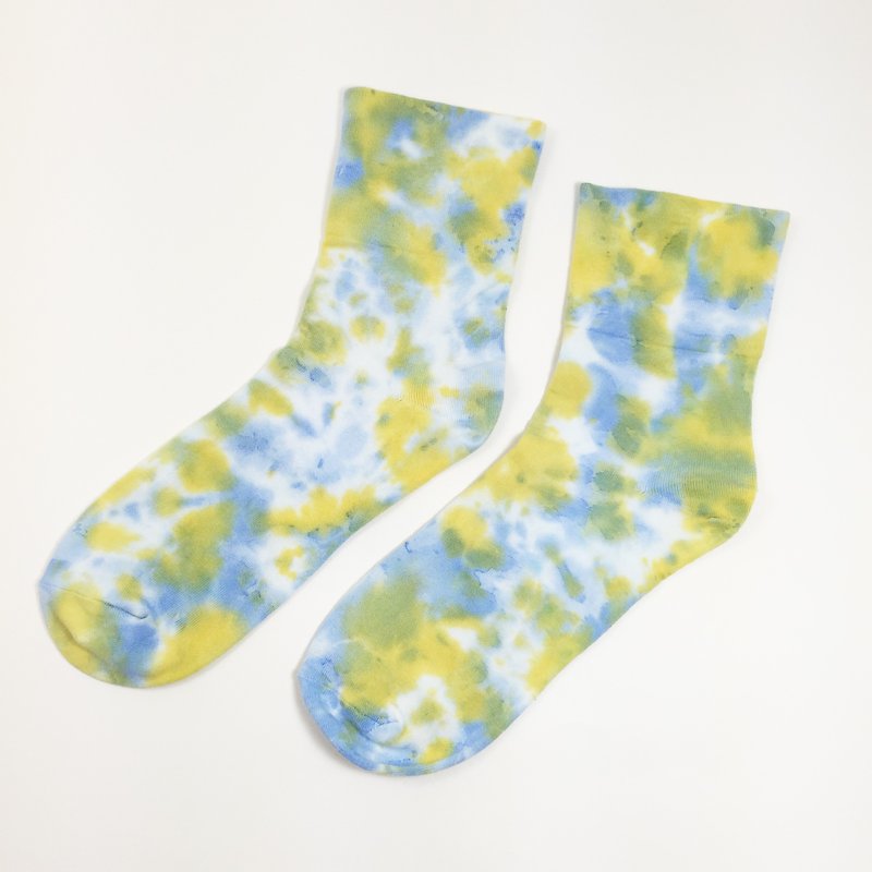Tie Dye/Socks/Women/Men [Seaweed] - ถุงเท้า - ผ้าฝ้าย/ผ้าลินิน สีเขียว