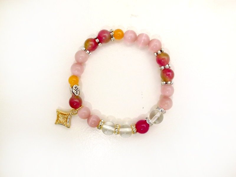 On Time_Compass Cat's Eye Chalcedony Ore Bracelet (Powder) - Bracelets - Other Materials Pink