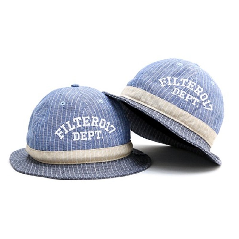 Filter017 - hat - Stripe Bucket Hat stripe spell color dome fisherman hat - Hats & Caps - Other Materials Blue