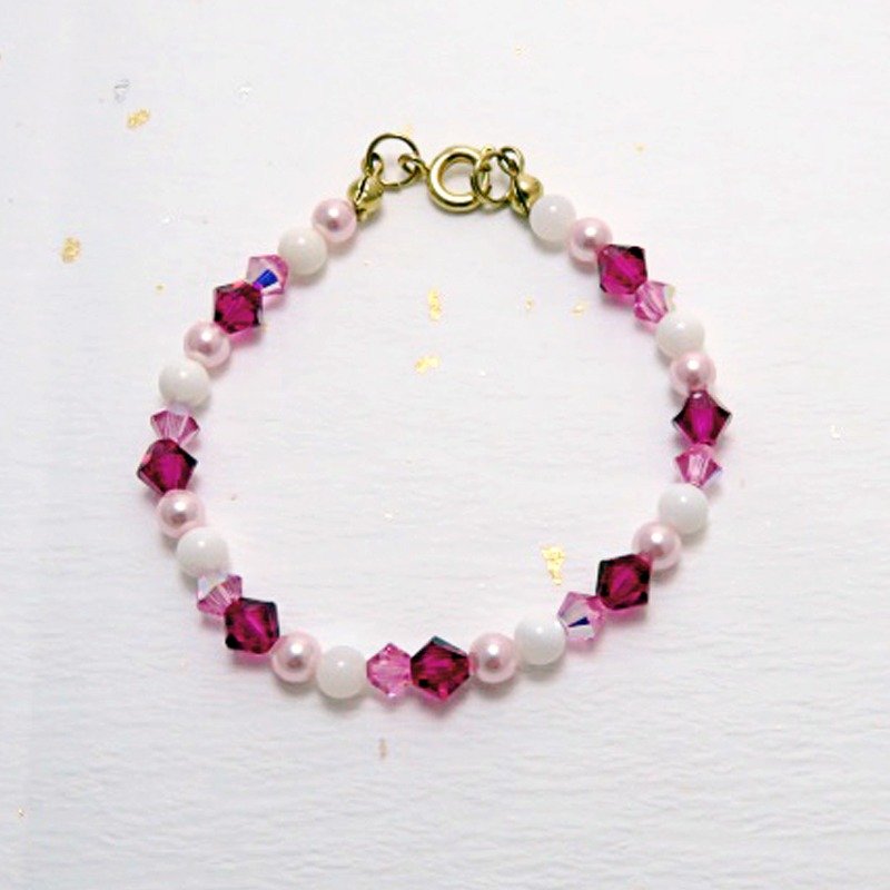 Girls have heart ◆ pink - Swarovski crystal pearl / white coral / Japan beads / bracelet bracelet gift custom design - งานโลหะ/เครื่องประดับ - วัสดุอื่นๆ สึชมพู