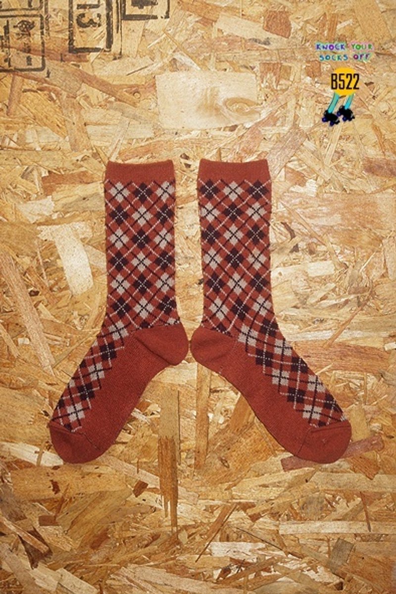 粉橘菱格針織襪!!夏漪眺=knock your socks off !! - 襪子 - 其他材質 粉紅色