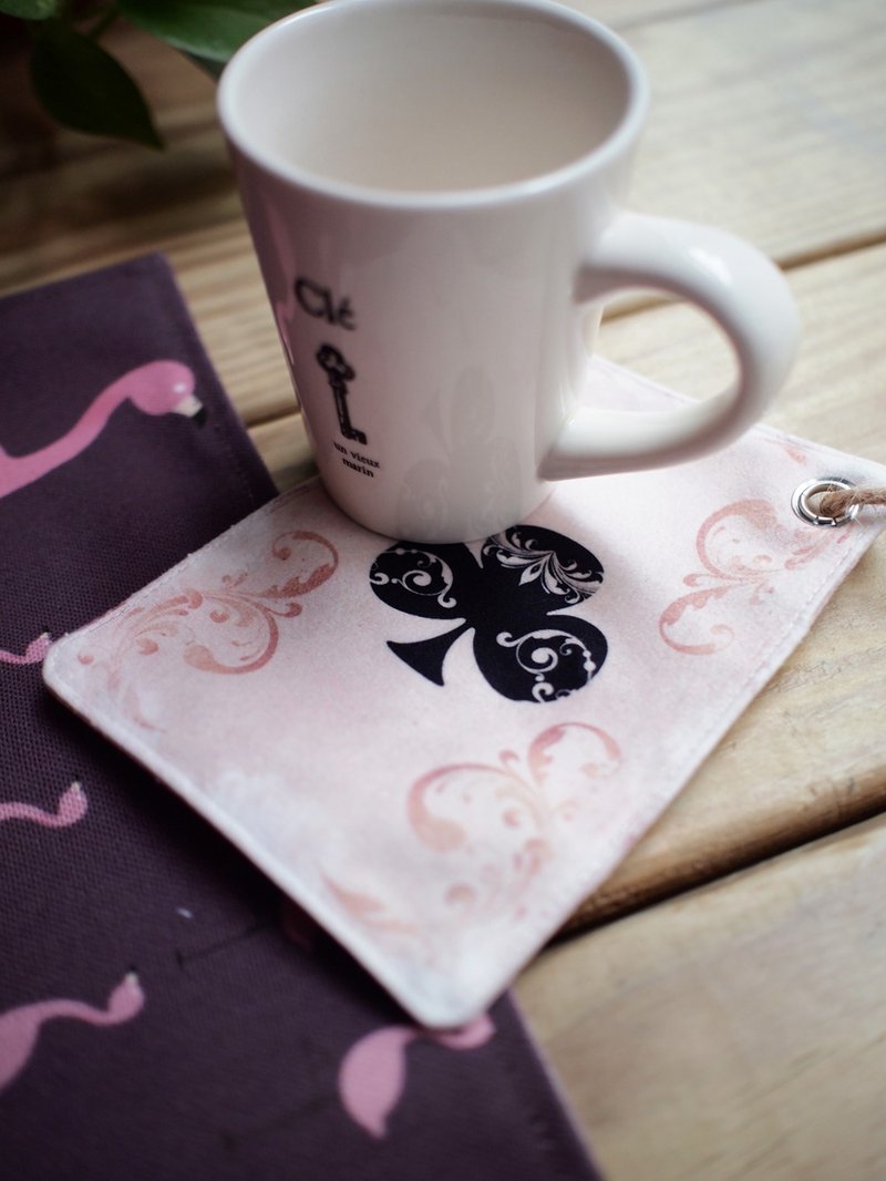 Poker suede mat / cloth postcard Alice in Wonderland ▌ ▌ Plum - ที่รองแก้ว - วัสดุอื่นๆ สีดำ