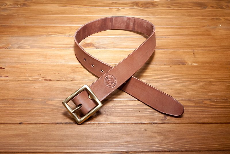 Dreamstation leather Pao Institute, Italian vegetable tanned leather handmade belt 3.5CM (brown) - belt / belt / Brass - เข็มขัด - หนังแท้ สีนำ้ตาล
