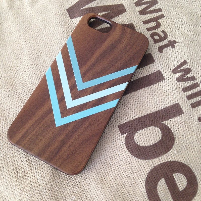 Teal Chevron Pattern Real Wood iPhone Case for iPhone 6/6S, iPhone 6/6S Plus - Other - Wood 