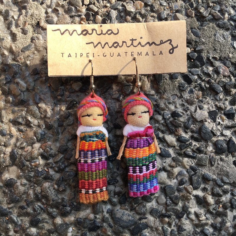 瑪雅文明祈願娃娃耳環(耳針可改夾) - 耳環/耳夾 - 其他材質 多色