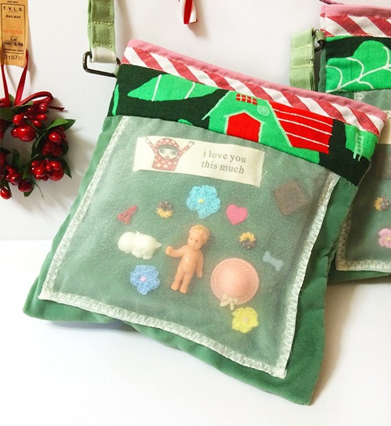 Free !! Santa's pocket - baby velvet small bag / debris bag - Handbags & Totes - Other Materials Green