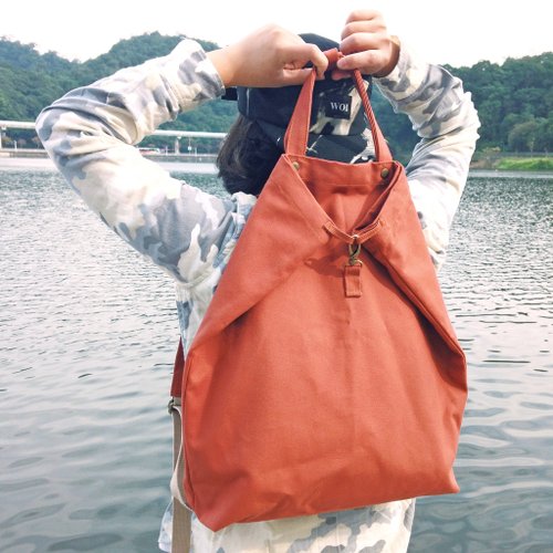 ビール腹リュック / 橙色帆布 /