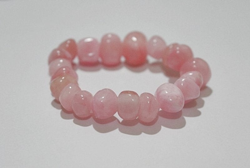 Lovely Macaron Bracelet<Pure Natural Mashan Jade-Pink Series>Elastic Bracelet#大粒石# - สร้อยข้อมือ - เครื่องเพชรพลอย สึชมพู
