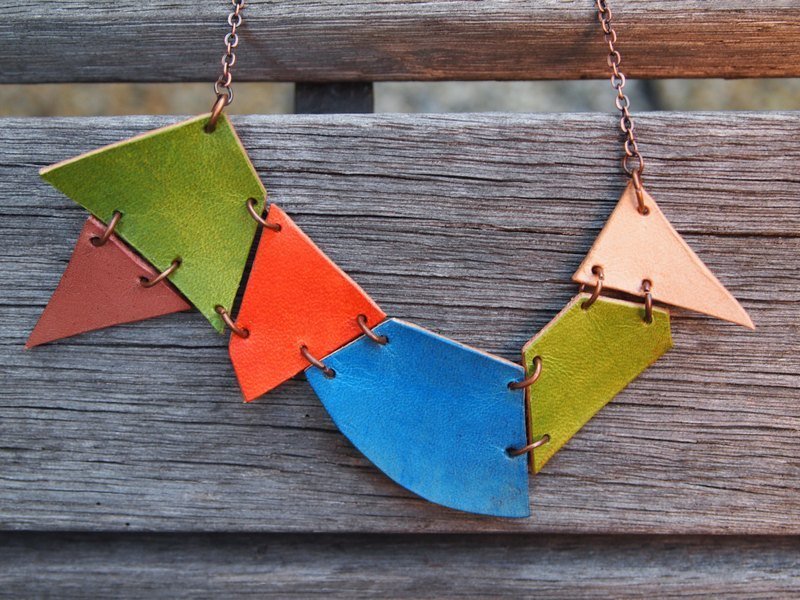 皮革幾何項鍊 Leather Necklace - 項鍊 - 真皮 