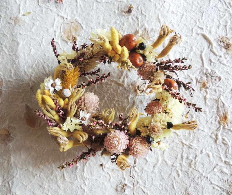 ‧ circle sweet lemon yellow mini hand cream make small wreaths sweet strawberry tower - Wall Décor - Plants & Flowers Yellow