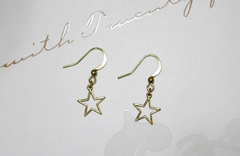 純黃銅<星海>-勾式耳環  #歐美風格 #時尚 - 耳環/耳夾 - 銅/黃銅 金色