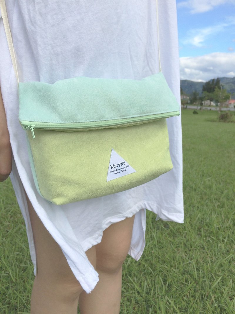 MaryWil Colorful Shoulder Bag-Turquoise Blue/Grass Green - กระเป๋าแมสเซนเจอร์ - วัสดุอื่นๆ สีเขียว