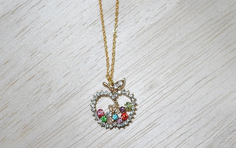 Alloy X Rhinestone Necklace <Shiny Apple>－Limited x1－ #甜美#Lovely - Necklaces - Other Metals Multicolor