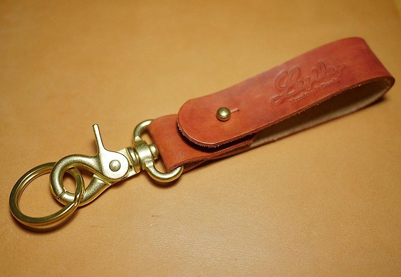 Brown leather key ring - ที่ห้อยกุญแจ - หนังแท้ สีนำ้ตาล