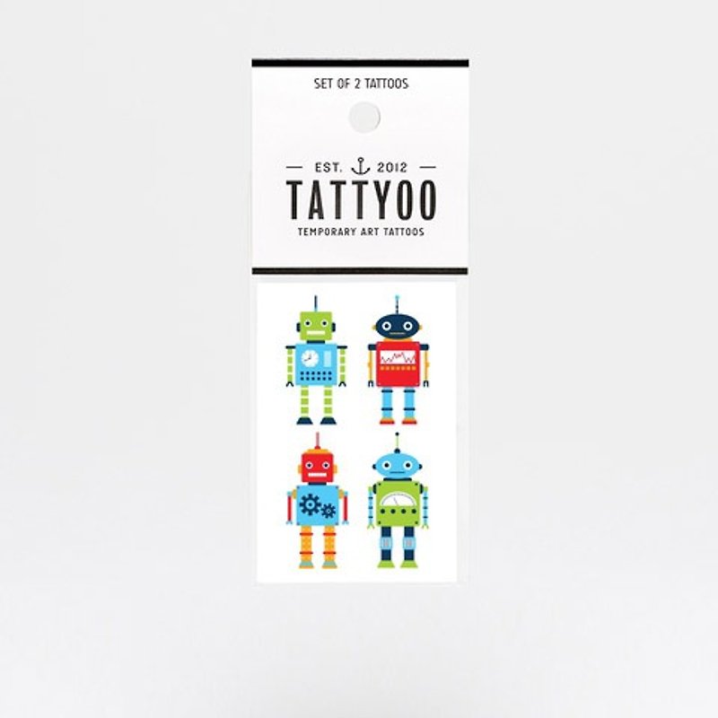ミニロボットタトゥーステッカー| TATTYOO - タトゥーシール - 紙 多色