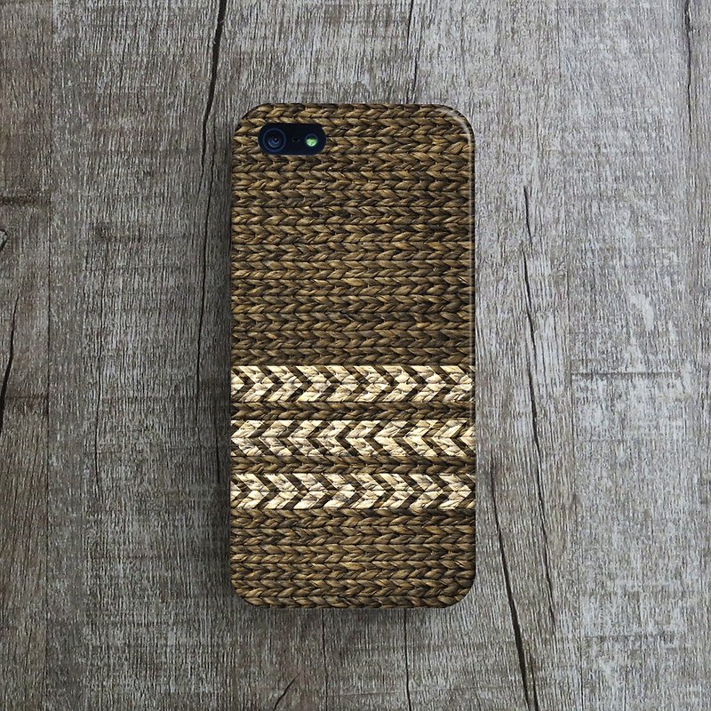 OneLittleForest - 原創手機保護殼- iPhone 5, iPhone 5c, iPhone 4- 麻草編織 - 手機殼/手機套 - 塑膠 咖啡色