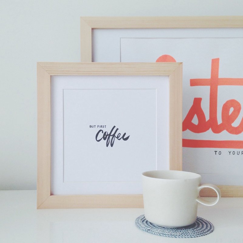 But First Coffee - 擺飾/家飾品 - 木頭 白色