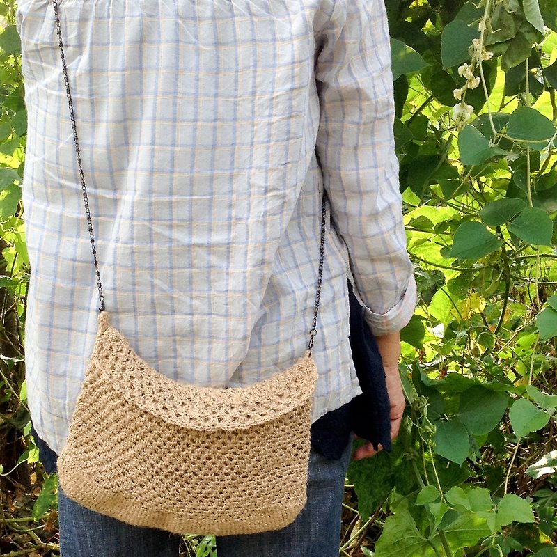 Small pancakes out of the bag / primary color hemp rope braid / - Messenger Bags & Sling Bags - Cotton & Hemp Khaki