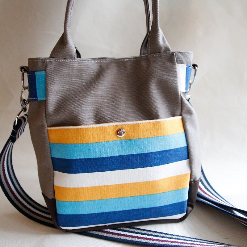 Cotton Fabric: Side pack, Canvas crossbody bag, Shoulder Bag, Khaki Canvas, colo - กระเป๋าแมสเซนเจอร์ - ผ้าฝ้าย/ผ้าลินิน สีกากี