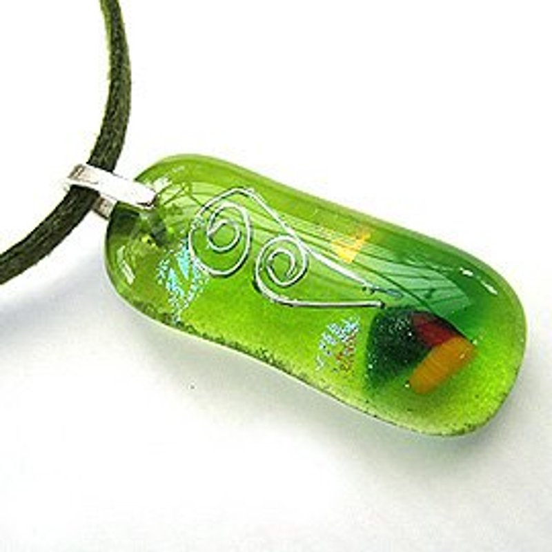 蕨(鮮綠)琉璃項鍊 - 項鍊 - 玻璃 綠色
