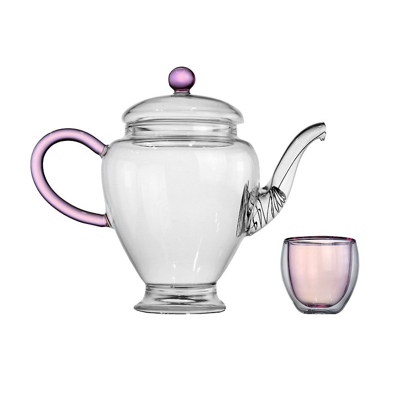 【Good Glas】花賞茶具組-櫻花粉 - 茶壺/茶杯/茶具 - 玻璃 粉紅色