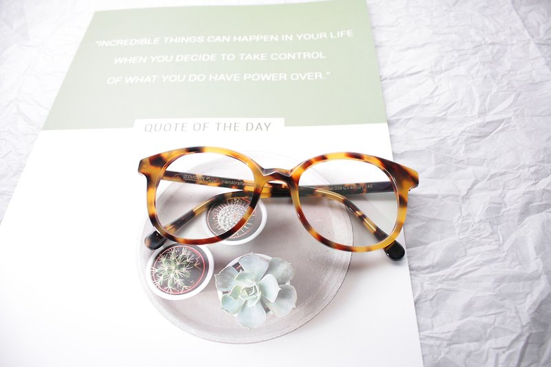 黃玳瑁色圓框梨型鏡 日本IOFT國際眼鏡展得獎品牌 日本手造 - 眼鏡/眼鏡框 - 其他材質 黃色