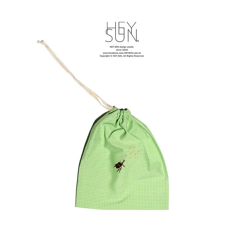 【M0312】HEY SUN獨立手作品牌‧獨角仙的獨角戲旅行束口袋 - 其他 - 其他材質 綠色