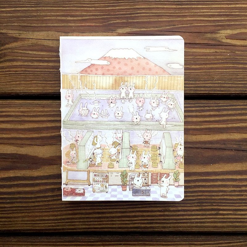 Non-aging thread-bound notebook | Bathhouse Rabbit - สมุดบันทึก/สมุดปฏิทิน - กระดาษ สีกากี