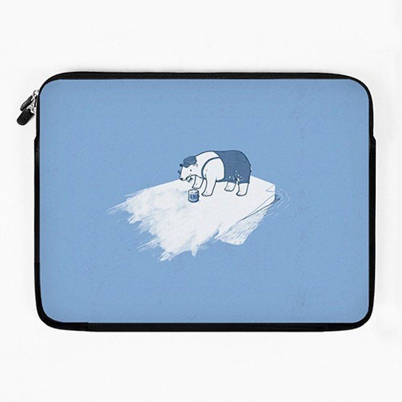 Polar bear with paint brush laptop bag BQ-MSUN37 - Laptop Bags - Other Materials Blue