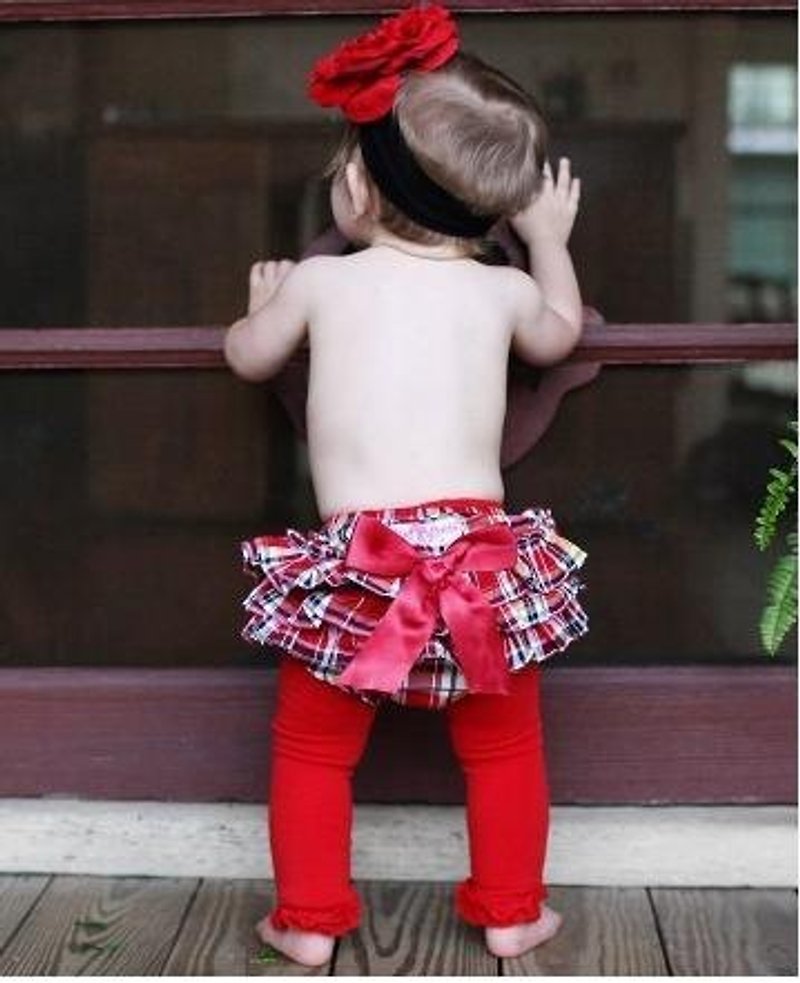 Rufflebutts red flouncing PP Plaid pants - Other - Cotton & Hemp Red