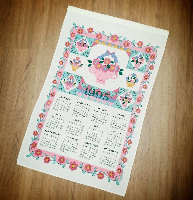 1995 American early cloth calendar, sweet home - Wall Décor - Cotton & Hemp Multicolor
