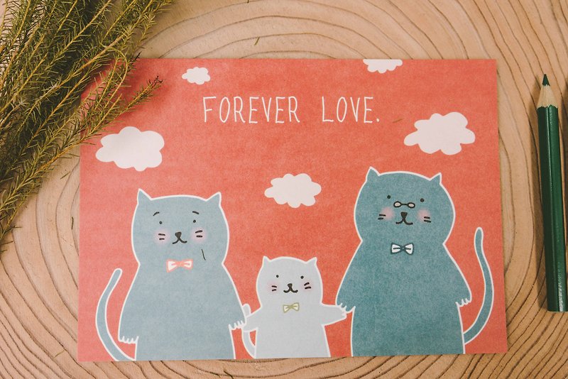 postcard-Forever Love - การ์ด/โปสการ์ด - กระดาษ สีแดง