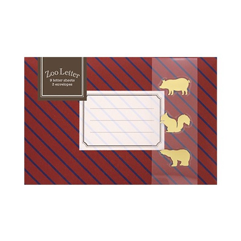日本【LABCLIP】Letter Set 系列 Zoo 信紙組 / 紅色 - 卡片/明信片 - 紙 紅色