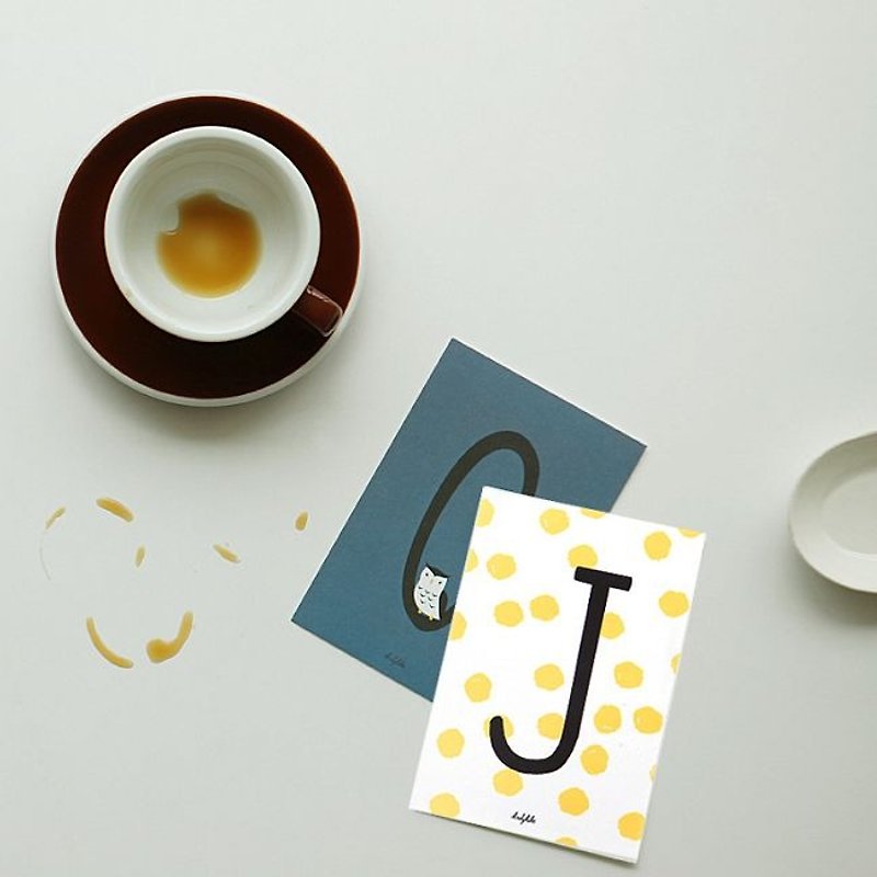 Dailylike 英文字母插畫明信片-J,E2D38162 - 卡片/明信片 - 紙 黃色