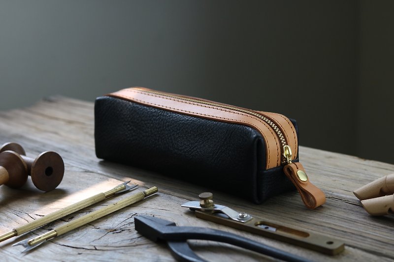 Gentleman Limited 3.0-Pencil Case/Pencil Case/Storage Bag (Primary Color/Black) - Pencil Cases - Genuine Leather Black