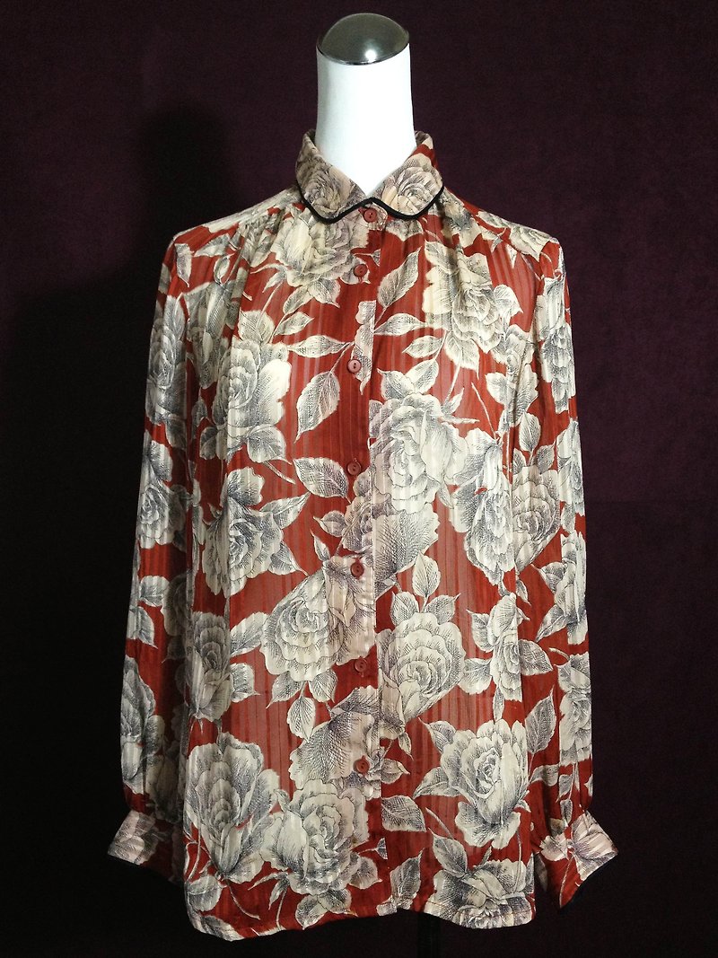 When vintage [antique shirt / Rose chiffon shirt vintage] abroad back to high texture - เสื้อเชิ้ตผู้หญิง - กระดาษ หลากหลายสี